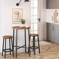 VASAGLE Set 2 scaune bar inalte, sezut rotund, cadru din otel, inaltime 65 cm, stil industrial, maro rustic si negru