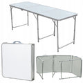 Masa pliabila metalica pentru gradina sau picnic, blat MDF, inaltime reglabila, 180x60cm