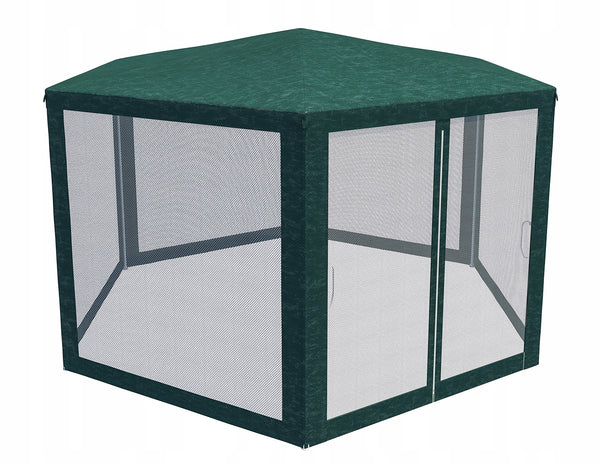 Pavilion cu plasa anti-insecte, fermoar, hexagonal, 200cm, Verde