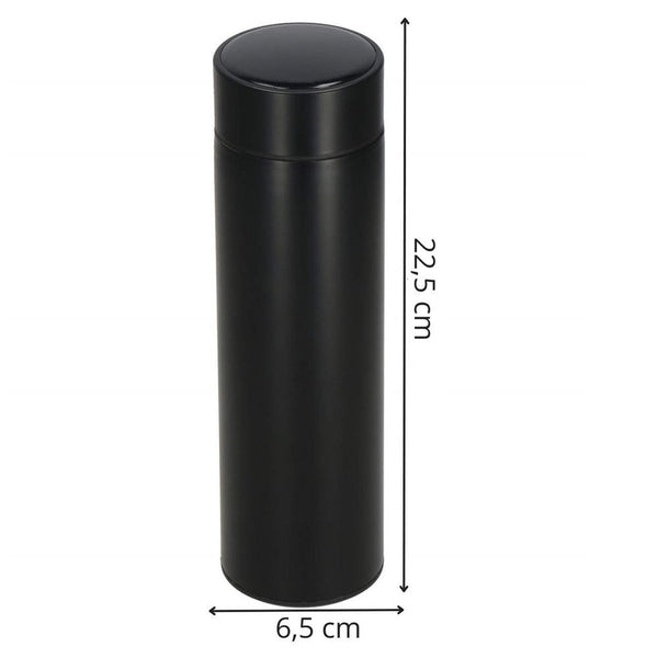 Cana termos Smart, inox, display LED, afisare temperatura, 500ml, 23cm, negru