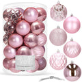 Set globuri de Craciun, 30 bucati, 6 modele, 8cm, roz