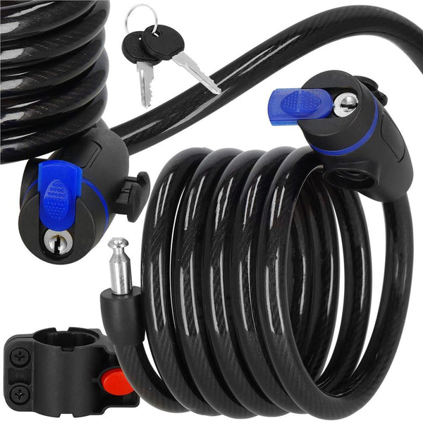 Lant antifurt bicicleta si trotineta, inchidere cheie, lungime 180 cm, Otel, Negru