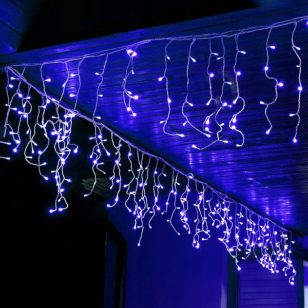 (DL) Ghirlanda luminoasa tip perdea 200 LED-uri, 8m, pentru interior/exterior, iluminare albastra