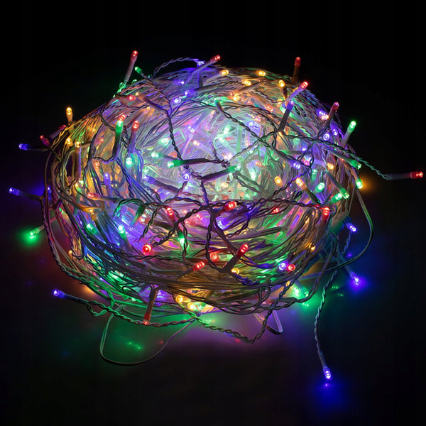 Ghirlanda luminoasa tip perdea 300 LED-uri, 12m, pentru interior/exterior, iluminare multicolora
