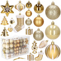 Set globuri si decoratiuni de Craciun, 77 piese, diverse dimensiuni, auriu