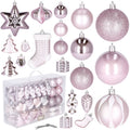 Set globuri si decoratiuni de Craciun, 77 piese, diverse dimensiuni, roz