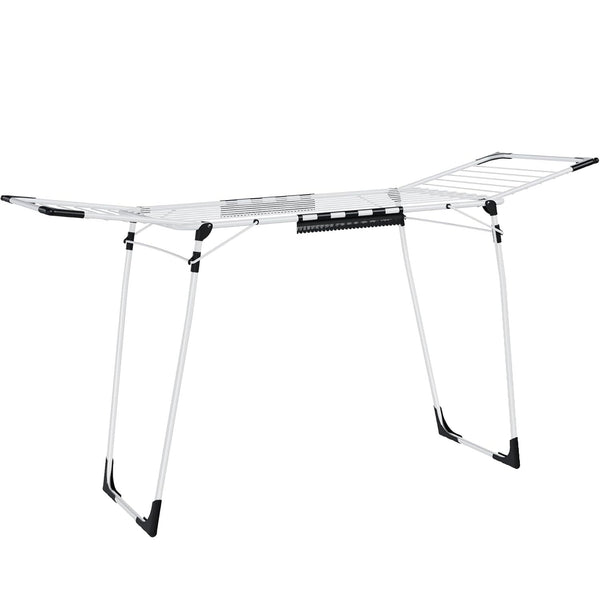 SONGMICS Uscator de rufe pliabil, capacitate intindere haine 18 metri, 57x173x97 cm, alb