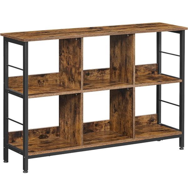 VASAGLE Biblioteca, raft cu 6 unitati de depozitare, din lemn, 33x120x80 cm, maro rustic