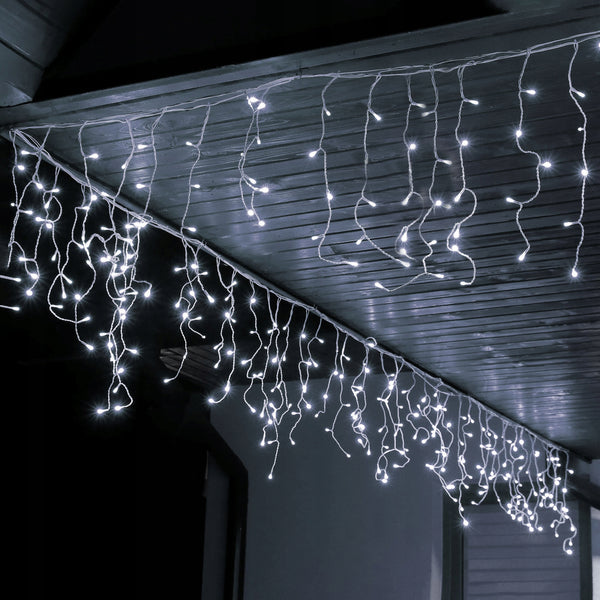 Ghirlanda luminoasa tip perdea 300 LED-uri, 12m, pentru interior/exterior, iluminare alba