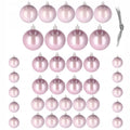 Set globuri de Craciun, 37 bucati, 3-8cm, roz