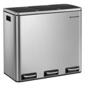 SONGMICS Cos de gunoi din inox cu 3 compartimente colectare selectiva, cu galeti interioare, 3x18litri, argintiu si negru
