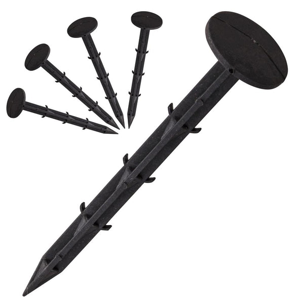 Set 50 cuie plastic fixare folii, tip ancora harpon, 150×32 mm, negru