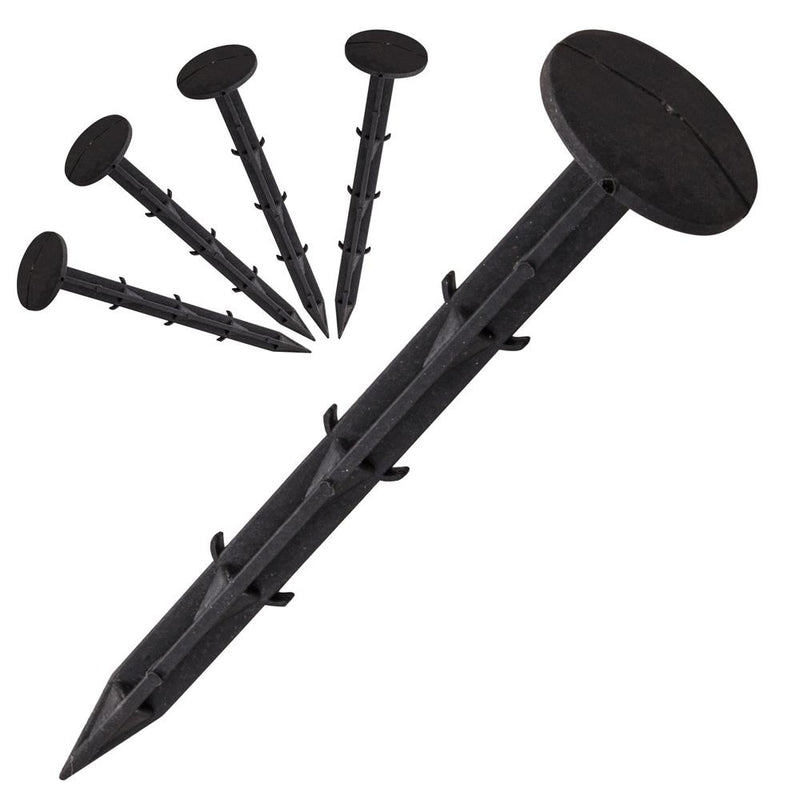 Set 50 cuie plastic fixare folii, tip ancora harpon, 150×32 mm, negru