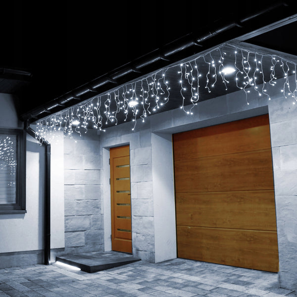 Ghirlanda luminoasa tip perdea 500 LED-uri, 20m, pentru interior/exterior, iluminare alba