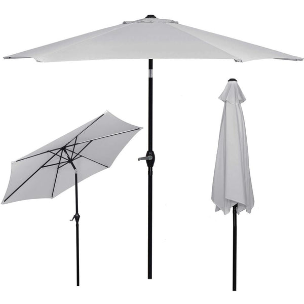 Umbrela terasa gradina, cu manivela si inclinare, diametru 260cm, gri