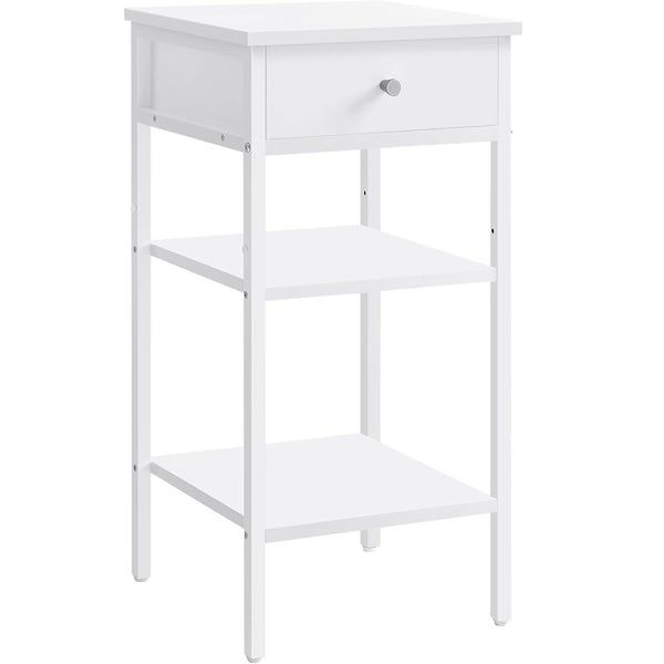 VASAGLE Noptiera cu sertar pentru dormitor, design scandinav, 35x35x70cm, alb