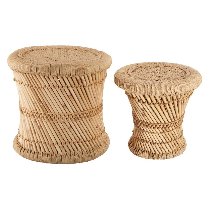 Set 2 masute cafea Atmosphera Corde din bambus, 30 cm si 37cm, bej