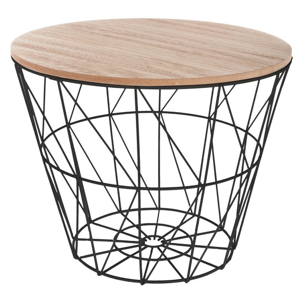 Masuta cafea rotunda Atmosphera Kumi, 38x30 cm, negru