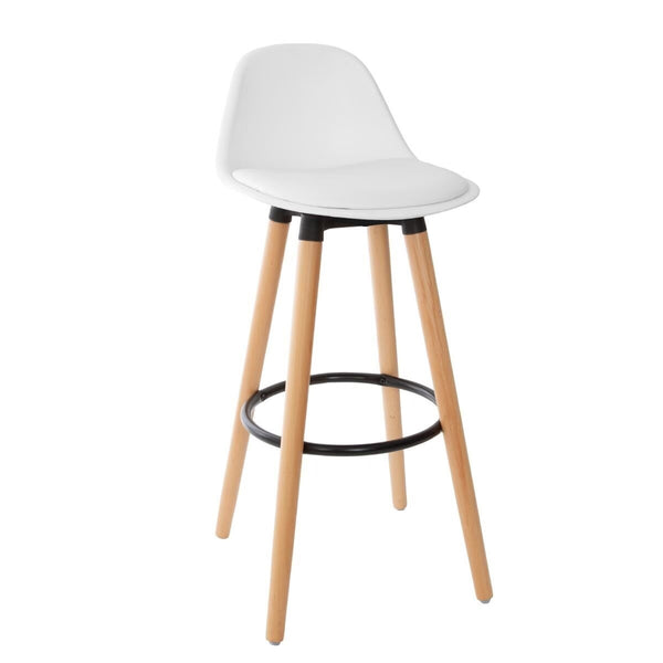 Scaun bar Atmosphera Maxon, 40x43x92 cm, picioare din fag, stil scandinav, alb