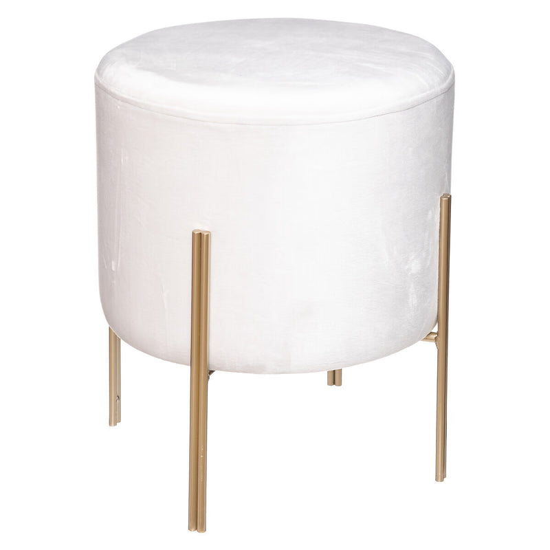 Taburet rotund Atmosphera Ilyan, 34x40 cm, catifea si MDF, alb