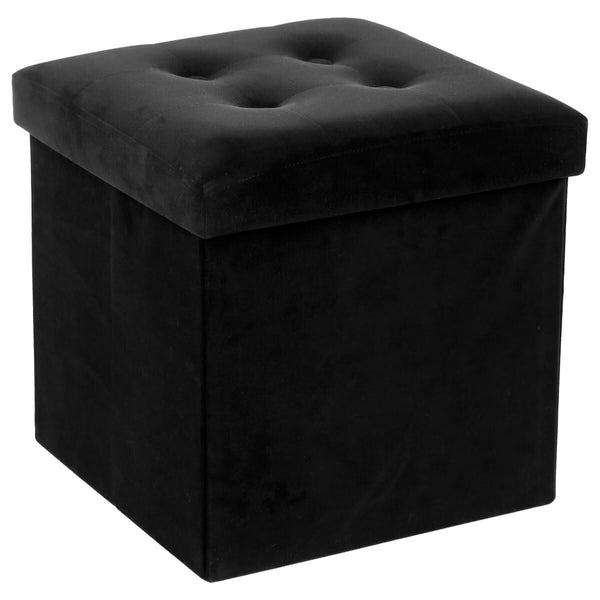 Taburet pliabil Atmosphera Lysandre cu spatiu de depozitare, 38x38x38 cm, negru