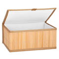 Set 3 cutii organizatoare din bambus, cu capac, diverse dimensiuni, maro