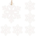 Decoratiune brad fulg de zapada din lemn, set 6 bucati, 4cm, alb