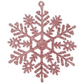 Decoratiune brad fulg de zapada, set 12 bucati, 10cm, roz