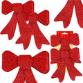 Set 2 ornamente pentru bradul de Craciun, fundita, 18cm, rosu