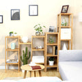 SONGMICS Raft de depozitare din bambus, 5 polite, pentru bucatarie sau baie, 146x33x33cm, maro natural