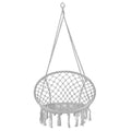 Scaun rotund tip leagan suspendat pentru casa sau gradina, cu franjuri, 150kg, gri