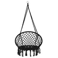 Scaun rotund tip leagan suspendat pentru casa sau gradina, cu franjuri, 150kg, negru