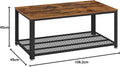 VASAGLE Masuta de cafea, cu cadru metalic, raft de depozitare, pentru living, 45x106x60cm, stil industrial, maro rustic