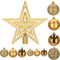 Set globuri si decoratiuni de Craciun, 100 piese, diverse dimensiuni cu stea, auriu
