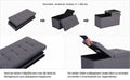 SONGMICS Taburet pliabil cu sezut moale, spatiu de depozitare 80litri, maxim 300kg, 76x38x38cm, gri