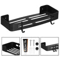 Raft de baie cu 2 agatatori, 2 sisteme instalare pe perete, aluminiu, 32x12x4cm, negru