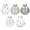 Set globuri de Craciun Inedit, 30 bucati, 6cm, transparente si argintiu