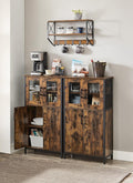 VASAGLE Dulap multifunctional pentru baie, stil industrial, 60x30x108cm, maro rustic si negru