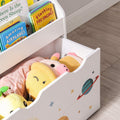SONGMICS Organizator de jucarii si carti pentru copii, multifunctional, cutie detasabila cu roti, 63x30x70cm, alb