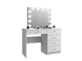 Masa de toaleta si machiaj Cristal Full cu oglinda LED si 5 sertare, 110x47x77 cm, alb