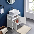 VASAGLE Dulap baie 60x30x60 cm, 2 usi, compartiment deschis, stil scandinav, alb mat