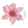 Set 10 ornamente pentru bradul de Craciun, stea Poinsettia, 13cm, roz