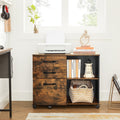 VASAGLE Dulap mobil tip rollbox pentru birouri, sertar cu sina suport dosare, stil industrial, 40x80x66 cm, maro rustic
