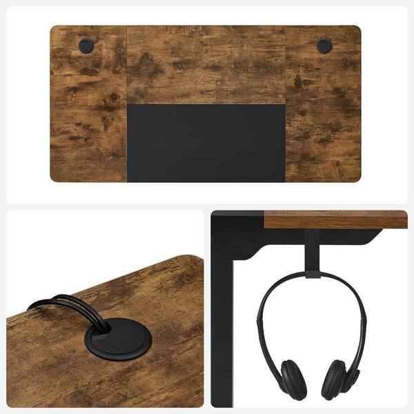 SONGMICS Birou cu reglaj electric pe inaltime, memorie cu 4 inaltimi, 60x140x(72-120)cm, maro rustic
