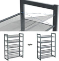 SONGMICS Raft de depozitare pantofi pe 5 niveluri, metal, rafturi plate sau unghiulare reglabile, 31x74x104cm, negru