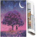 Set de broderie cu diamante 5D, 30x40cm, model Pom inflorit sub luna