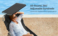SONGMICS Sezlong pliabil, cu parasolar si tetiera, spatar reglabil in 4 pozitii, maxim 150kg, 193x53x29cm, negru