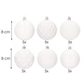 Set globuri de Craciun, 30 bucati, 8cm, 6 modele, alb