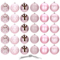 Set globuri de Craciun, 30 bucati, 6 modele, 8cm, roz