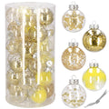 Set globuri de Craciun Inedit, 30 bucati, 7cm, transparente si auriu